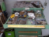 (SHOP 2) DRAWER LOT; INCLUDES CHAINSAW CHAINS, SCREWS, SPACING PLATES, HITCH PINS, AND MUCH MORE!