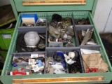 (SHOP 2) DRAWER LOT; INCLUDES GAS LINES, SMALL ENGINE FLYWHEELS, SPARK PLUGS AND MUCH MORE!