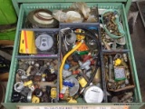 (SHOP 2) DRAWER LOT; INCLUDES ELECTRICAL CONNECTORS, BRASS PIPE FITTINGS, ELECTRICAL PLUG ENDS, AND