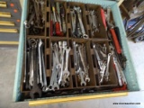 (SHOP 2) DRAWER LOT OF TOOLS; TOOLS INCLUDE VARIOUS SIZE WRENCHES AND CRESCENT WRENCHES