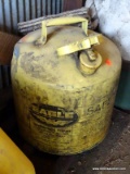 (SHED 3) DIESEL CAN; VINTAGE METAL 5 GALLON YELLOW DIESEL CONTAINER WITH LIFTABLE LID. IS IN VERY