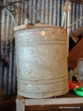 (SHED 3) GAS CAN; VINTAGE METAL GAS CAN WITH SCREW ON CAP. IS A 5 GALLON AND IN GOOD CONDITION!