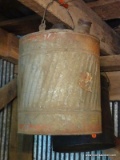 (SHED 3) GAS CAN; VINTAGE METAL GAS CAN WITH SCREW ON CAP. IS A 5 GALLON AND IN GOOD CONDITION!