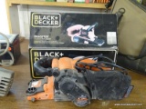 (WSHOP) ANGLED BELT SANDER; MADE BY BLACK & DECKER. IN THE ORIGINAL BOX AND IN GOOD USED CONDITION.