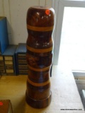 (WSHOP) BENCHMADE WOODEN LAMP BASE; THIS PIECE IS MADE OF POLISHED WOOD INCLUDING PINE, MAPLE, AND