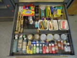 (WSHOP) DRAWER LOT OF ASSORTED ART SUPPLIES; THIS LOT INCLUDES WASHABLE MARKERS, WOODEN PIECES,