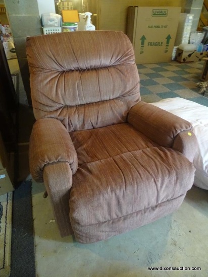 (BAS) RECLINER; BUTTON TUFTED RECLINER ROCKER IN MAUVE UPHOLSTERY - 35 IN X 33 IN X 43 IN