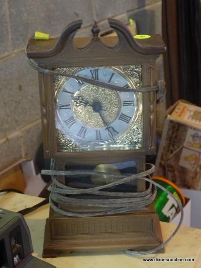 (BAS) CLOCK; VINTAGE ELECTRIC GRANDFATHER STYLE CLOCK FROM THE 1960'S- 5.5 IN X 3 IN X 10 IN
