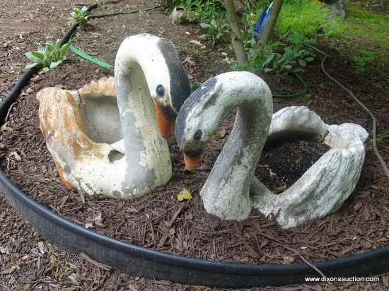 (OUT) SWAN PLANTERS; 2 CONCRETE SWAN PLANTERS- 12 IN X 25 IN X 17 IN