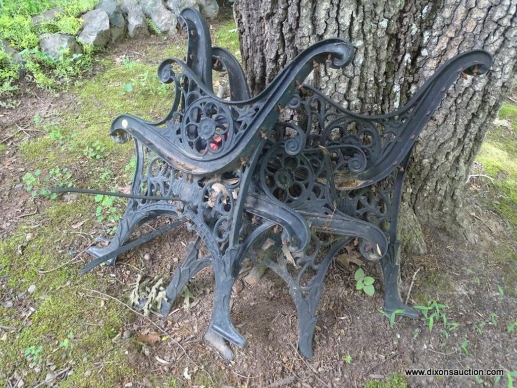 OUT) CAST IRON PARTS; 2 PAIR OF CAST IRON BENCH END PIECES, NEED TO REPLACE  WOODEN SLATS- 19 IN X | Estate & Personal Property Personal Property |  Online Auctions | Proxibid
