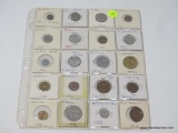 1 SHEET OF FOREIGN COINS (20 COINS TOTAL)