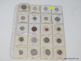 1 SHEET OF FOREIGN COINS (20 COINS TOTAL)