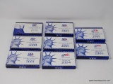 LOT OF 8 MINT PROOF SETS TO INCLUDE: 1999 STATE QUARTER PROOF SET, 2000,