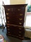 CHIPPENDALE TALL CHEST; TOTAL OF 8 DRAWERS (TOP 2 ARE TANDEM/SIDE-BY-SIDE OVER 3 IN UPPER SECTION