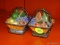 COLLECTIBLE PORCELAIN TRINKET BOX LOT; TOTAL OF 2 PIECE, BOTH ARE MATCHING AND LOOK LIKE A SQUARE