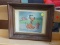 FRAMED DISNEY PRINT; VINTAGE 1990 WALT DISNEY PRINT SHOWING PLUTO BY A FIRE HYDRANT. IT IS FRAMED IN