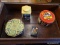 VINTAGE COLLECTIBLE TINS LOT; TOTAL OF 4 PIECES INCLUDING A PURE QUAKER OATS ROUND LIDDED TIN, A