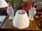 PAIR OF CRYSTAL LAMPS; GINGER JAR STYLE CRYSTAL LAMPS WITH SHADES. JUST NEED HARPS. MEASURE 20 IN