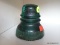 HEMINGRAY GREEN GLASS INSULATOR; ANTIQUE GLASS INSULATOR MARKED 