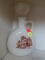 MONTICELLO GLASS DECANTER; CREAM COLORED GLASS DECANTER WITH STOPPER, SHOWING THIS. JEFFERSON'S
