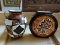 (B1A) 2 PIECE POTTERY LOT; INCLUDES 2 BROWN, WHITE, AND BLACK PAINTED VASES IN EXCELLENT CONDITION.