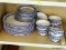 (B1A) SET OF HAND PAINTED BLUE AND WHITE DINNERWARE; INCLUDES 7 DINNER PLATES, 8 CUPS, AND 8