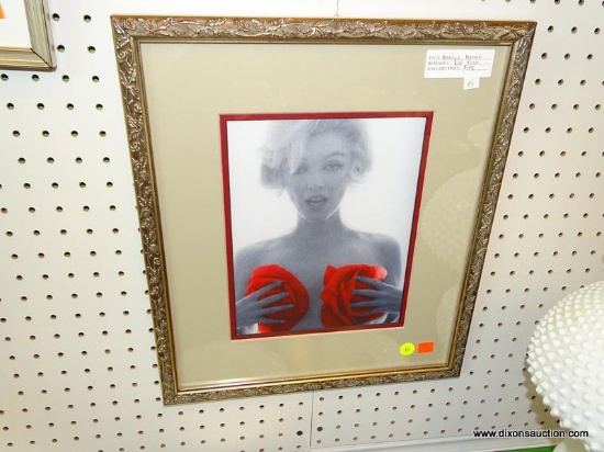 FRAMED MARILYN MONROE PRINT; THIS PRINT OF MARILYN MONROE "RED ROSES" IS ONE OF A COLLECTION OF