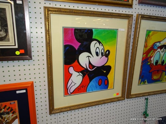 PETER MAX "MICKEY MOUSE" FRAMED PRINT; THIS PRINT BY PETER MAX SHOWS A MULTI-COLORED MICKEY MOUSE.