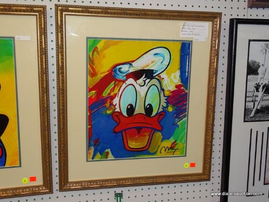 PETER MAX "DONALD DUCK" FRAMED PRINT; THIS PRINT BY PETER MAX SHOWS A MULTI-COLORED DONALD DUCK.