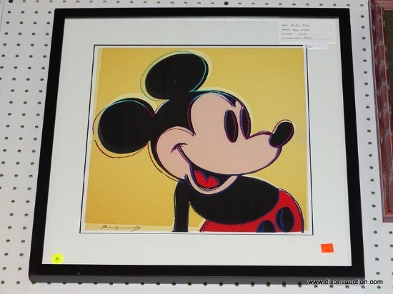 ANDY WARHOL "MICKEY MOUSE" FRAMED PRINT; THIS PRINT BY ANDY WARHOL SHOWS A MULTI-COLORED MICKEY