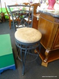 WROUGHT IRON BARSTOOLS; TOTAL OF 2. BROWN AND BLACK IN COLOR AND MEASURE 17 IN X 43 IN