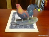 VINTAGE ROOSTER EPHEMERA LOT; INCLUDES 2 PIECES, A 10 IN X 15 IN CARD STOCK POSTER IMAGE OF A BLACK