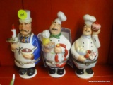 COLLECTIBLE PORCELAIN TRINKET BOX LOT; TOTAL OF 3 PIECES. ALL ARE CHEFS, INCLUDING A GERMAN CHEF