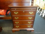 KINCAID MAHOGANY NIGHT STAND; RICH MAHOGANY 4 DRAWER NIGHTSTAND WITH PULL OUT SURFACE ABOVE THE