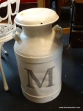 MILK CAN; WHITE PAINTED MILK CAN WITH HAND PAINTED 