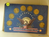 PRESIDENTIAL COLLECTOR COINS; VINTAGE SHELL CORPORATION PRESIDENTIAL COLLECTOR COIN CARD WITH ALL 8