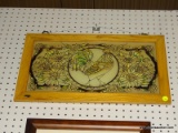 (WALL2) VINTAGE STAINED GLASS WALL DECOR; THIS HAND PAINTED RECTANGULAR STAINED GLASS PIECE SHOWS A