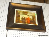 (WALL2) FRAMED VICTORIAN PIANO PRINT; THIS PIECE BY MARGUERITE PEARSON SHOWS A WOMAN SITTING IN