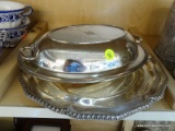 (B1A) 2 PIECE LOT; INCLUDES A LIDDED DOUBLE HANDLED SERVING DISH AND A SCALLOPED EDGE PLATTER.