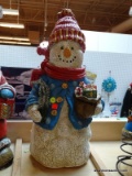 (B1A) PLASTER SNOWMAN; IS BLUE, RED, AND WHITE IN COLOR. MEASURES 23 IN TALL