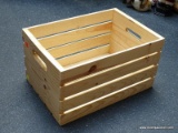 (TOP) WOODEN STORAGE CRATE; PERFECT FOR STORING GOODIES OR AS A DISPLAY. IS PAINTABLE, STAINABLE, OR