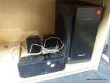 (B1C) PANASONIC SPEAKER LOT; INCLUDES A SUBWOOFER, A CENTER SPEAKER, AND 2 SIDE SPEAKERS