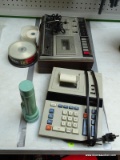 (TBL) ASSORTED LOT; INCLUDES A CASIO ELECTRONIC PRINTING CALCULATOR, A ROLL OF CALCULATOR PAPER, TDK