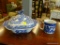 2 PIECE LOT; INCLUDES A BLUE TRANSFERWARE SHAVING MUG (IN EXCELLENT CONDITION) AND A BLUE