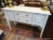 RUSTIC SIDEBOARD; FARM CHIC WHITE PAINTED 2 DRAWER AND 2 DOOR SIDEBOARD WITH STRAIGHT LEGS. IS IN