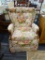 PINK, PURPLE, AND GREEN FLORAL PRINT SWIVEL ROCKER; SWIVEL ROCKER WITH A BEAUTIFUL PINK, PURPLE, AND