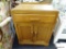 VINTAGE WASH STAND; LIGHT BROWN VINTAGE WASH STAND WITH SINGLE, DOVETAIL DRAWER AND DOUBLE DOOR