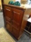 HOOKER FURNITURE ENTERTAINMENT CENTER; DARK BROWN ENTERTAINMENT STAND WITH TWO EZ POCKET DOORS