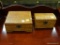 PAIR OF BROWN ALLIGATOR PRINT JEWELRY BOXES; 2 LIFT TOP, FELT LINED JEWELRY BOXES WITH FRONT CLASP