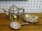 LOT OF ASSORTED SILVERPLATE; THIS 3 PIECE LOT INCLUDES A SILVERPLATE TEA KETTLE WITH A HINGED LID